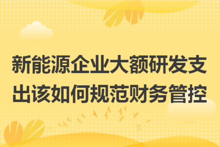 新能源企业大额研发支出该如何规范财务管控 新能源企业大额研发支出该如何规范财务管控