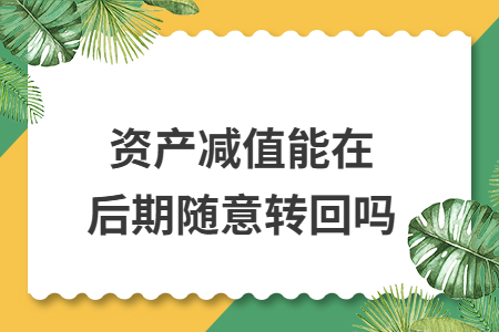资产减值能在后期随意转回吗