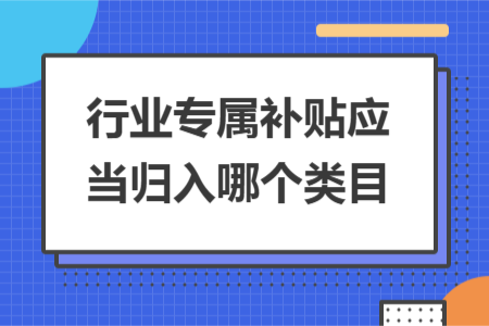 行业专属补贴应当归入哪个类目