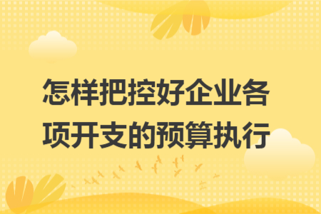怎样把控好企业各项开支的预算执行 怎样把控好企业各项开支的预算执行